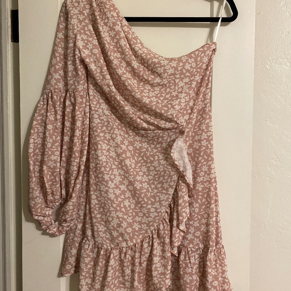 One Shoulder Asymmetrical Floral Dress